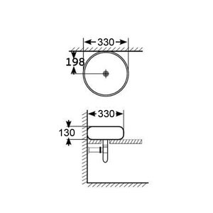 כיור מונח עגול לאמבטיה גלבוע 330X330X130 לבן
